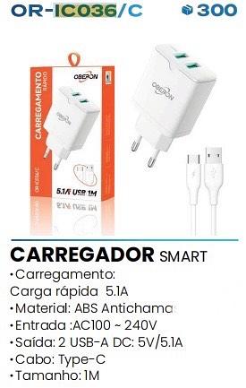 CARREGADOR SMART Cabo: Type-C