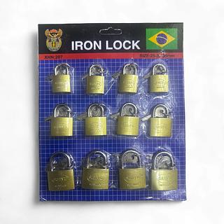 12 Unidades Cadeado 25-32-38 MM Cartela
