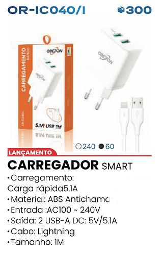 CARREGADOR SMART Cabo: Lightning