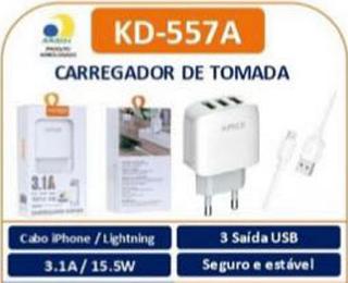 CARREGADOR DE TOMADA Cabo IPhone / Lightning 3 Saída USB
