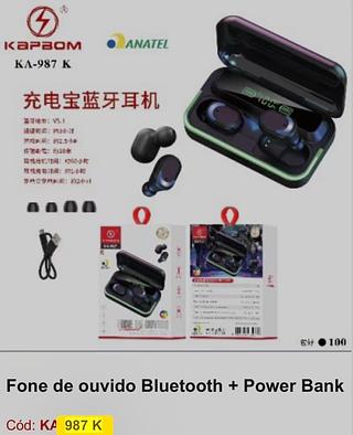 Fone de ouvido Bluetooth + Power Bank
