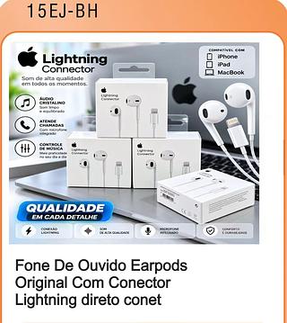 Fone De Ouvido Earpods Original Com Conector Lightning direto conet