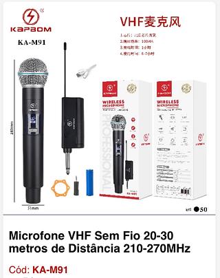 Microfone VHF Sem Fio 20-30 metros de Distância 210-270MHz