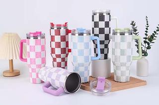 Copo Garrafa Térmica Com Canudo De Inox Com Strass 1200ml