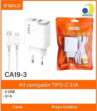 Kit carregador TIPO-C 3.1A