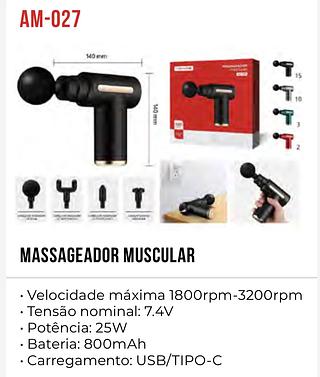 MASSAGEADOR MUSCULAR • Velocidade máxima 1800rpm-3200rpm