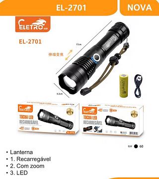 Lanterna • 1. Recarregável • 2. Com zoom • 3. LED