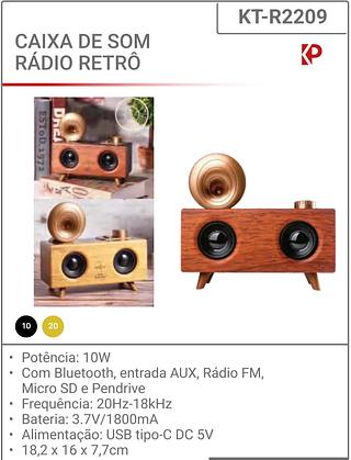 CAIXA DE SOM RÁDIO RETRÔ 18,2 x 16 x 7,7cm
