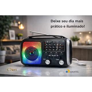 ￼Rádio Portátil FM AM SW com Lanterna LED Bateria Recarregável USB TF AUx