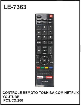CONTROLE REMOTO TOSHIBA COM NETFLIX YOUTUBE