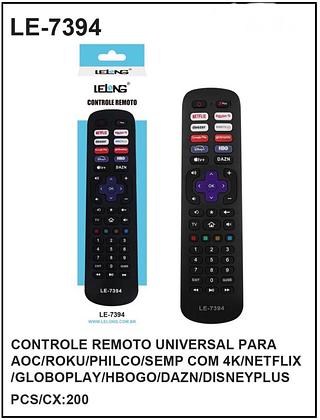 CONTROLE REMOTO UNIVERSAL PARA AOC/ROKU/PHILCO/SEMP COM 4K/NETFLIX /GLOBOPLAY/HBOGO/DAZN/DISNEYPLUS