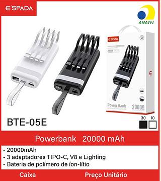 Powerbank 20000 mAh - 20000mAh - 3 adaptadores TIPO-C, V8 e Lighting