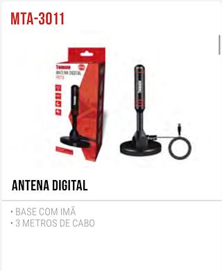 ANTENA DIGITAL• BASE COM IMÃ • 3 METROS DE CABO