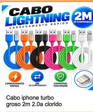 Cabo iphone turbo groso 2m 2.0a clorido