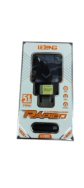 LELONG-CARREGADOR RAPIDO- 5.1A 2USB-V8